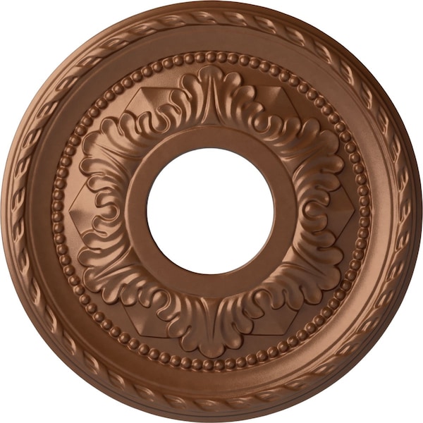 Ekena Millwork Palmetto Ceiling Medallion (Fits Canopies up to 4 7/8"), 12 1/8"OD x 3 1/2"ID x 1"P, Polished Copper CM12PMPOS - main